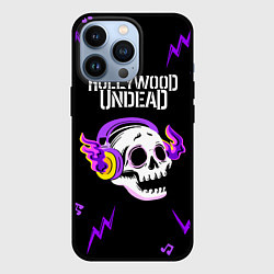 Чехол для iPhone 13 Pro Hollywood Undead неоновый череп, цвет: 3D-черный