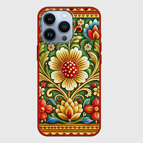 Чехол iPhone 13 Pro Стиль советского ковра узоры и орнамент / 3D-Красный – фото 1