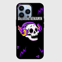 Чехол для iPhone 13 Pro Breaking Benjamin неоновый череп, цвет: 3D-черный