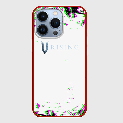 Чехол iPhone 13 Pro Vrising глитч краски / 3D-Красный – фото 1