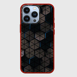 Чехол для iPhone 13 Pro Соты из треугольников, цвет: 3D-красный