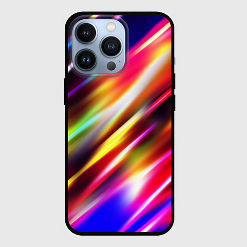 Чехол iPhone 13 Pro Неоновая абстракция линии / 3D-Черный – фото 1