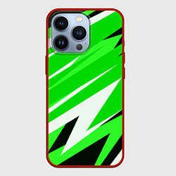 Чехол для iPhone 13 Pro Geometry stripes green, цвет: 3D-красный