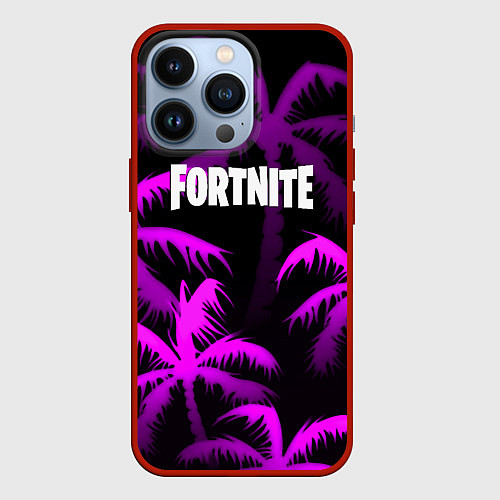 Чехол iPhone 13 Pro Fortnite тропики / 3D-Красный – фото 1