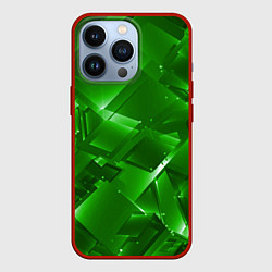 Чехол для iPhone 13 Pro Прозрачная изумрудная геометрия, цвет: 3D-красный