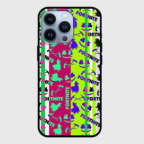 Чехол iPhone 13 Pro Fortnite epic pattern / 3D-Черный – фото 1