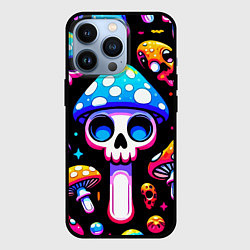 Чехол для iPhone 13 Pro Ice cream skull and fly agaric - ai art fantasy, цвет: 3D-черный