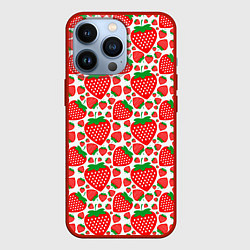 Чехол для iPhone 13 Pro Клубничный паттерн, цвет: 3D-красный