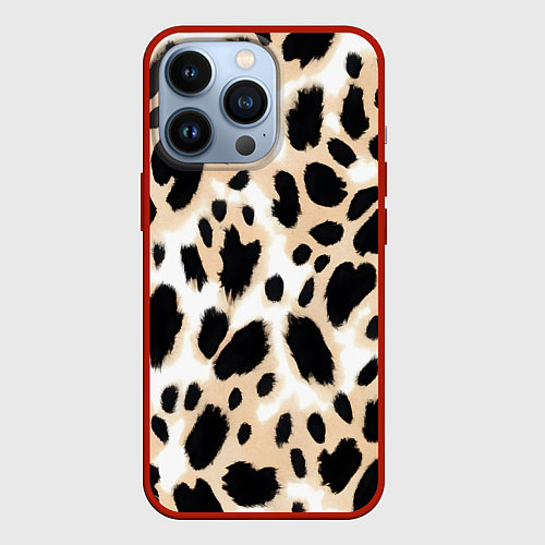 Чехол iPhone 13 Pro Леопард пятна / 3D-Красный – фото 1