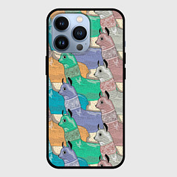 Чехол для iPhone 13 Pro Разноцветные ламы паттерн, цвет: 3D-черный