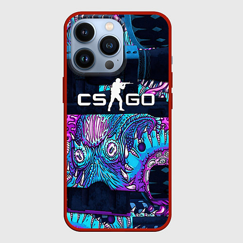 Чехол iPhone 13 Pro CS GO neon blob / 3D-Красный – фото 1