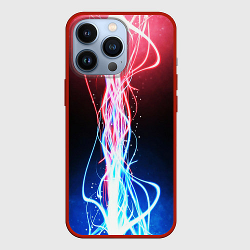 Чехол iPhone 13 Pro Молнии текстура / 3D-Красный – фото 1