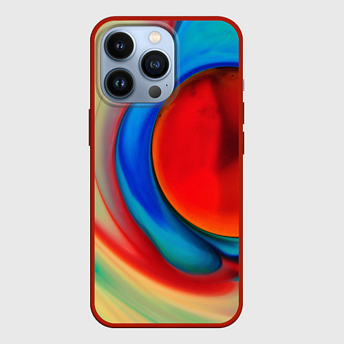 Чехол iPhone 13 Pro Жидкие цветные краски / 3D-Красный – фото 1