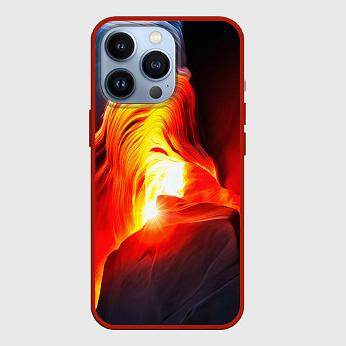 Чехол iPhone 13 Pro Абстракция разлом / 3D-Красный – фото 1