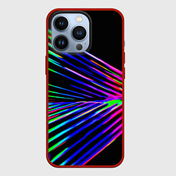 Чехол для iPhone 13 Pro Неоновый лучи текстура, цвет: 3D-красный