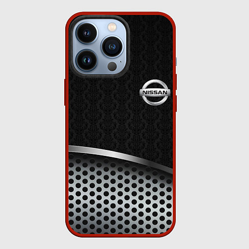 Чехол iPhone 13 Pro Nissan carbon auto / 3D-Красный – фото 1