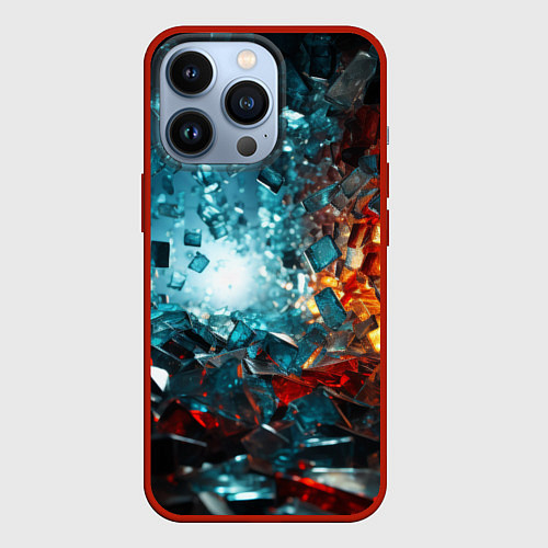 Чехол iPhone 13 Pro Тоннель из осколков / 3D-Красный – фото 1