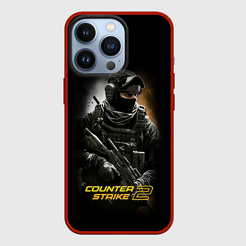 Чехол iPhone 13 Pro Counter strike спецназовец / 3D-Красный – фото 1