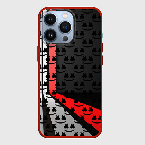 Чехол iPhone 13 Pro Marshmello pattern / 3D-Красный – фото 1