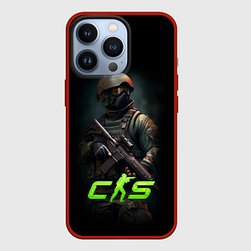 Чехол iPhone 13 Pro CS counter terrorist / 3D-Красный – фото 1