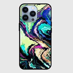 Чехол для iPhone 13 Pro Абстракция смесь красок сине-зелёный, цвет: 3D-черный