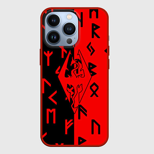 Чехол iPhone 13 Pro Скайрим руны / 3D-Красный – фото 1