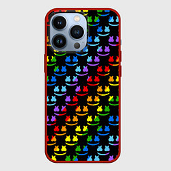 Чехол для iPhone 13 Pro Marshmello pattern neon, цвет: 3D-красный