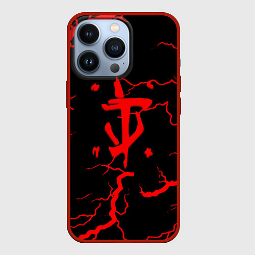 Чехол iPhone 13 Pro Doom молнии / 3D-Красный – фото 1