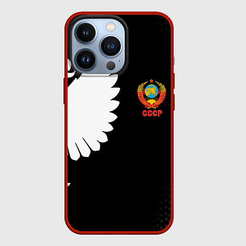 Чехол iPhone 13 Pro СССР паттерн орёл / 3D-Красный – фото 1