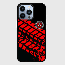 Чехол для iPhone 13 Pro Mercedes следы от шин, цвет: 3D-черный