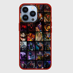 Чехол для iPhone 13 Pro Dota 2 - все персонажи, цвет: 3D-красный