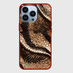 Чехол для iPhone 13 Pro Красивая змеиная кожа, цвет: 3D-красный