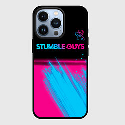 Чехол для iPhone 13 Pro Stumble Guys - neon gradient посередине, цвет: 3D-черный
