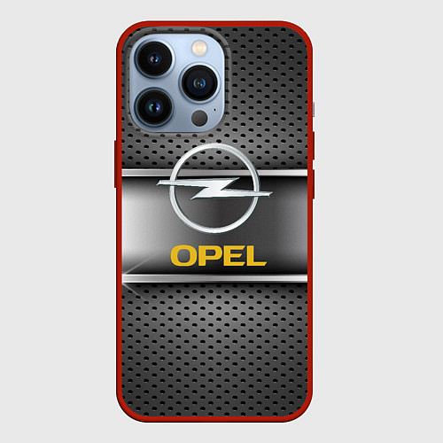 Чехол iPhone 13 Pro Opel carbon metal steel / 3D-Красный – фото 1