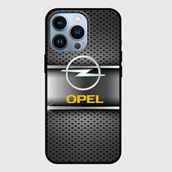 Чехол для iPhone 13 Pro Opel carbon metal steel, цвет: 3D-черный