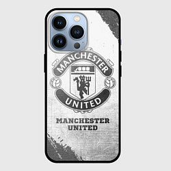 Чехол для iPhone 13 Pro Manchester United - white gradient, цвет: 3D-черный