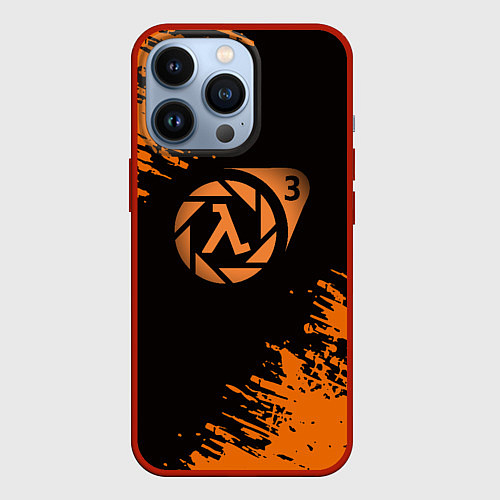 Чехол iPhone 13 Pro Half life 3 краски оранжевые / 3D-Красный – фото 1