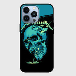 Чехол для iPhone 13 Pro Metallica - молния пробивает череп, цвет: 3D-черный