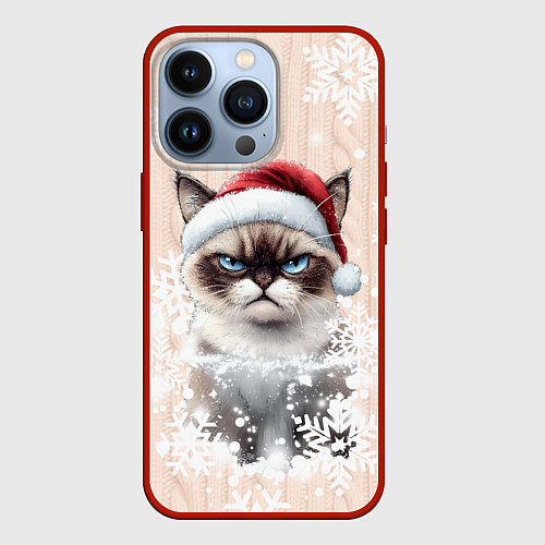 Чехол iPhone 13 Pro Угрюмый кот / 3D-Красный – фото 1