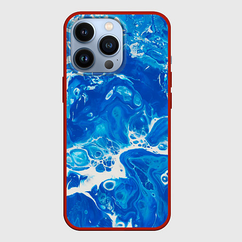 Чехол iPhone 13 Pro Синяя водная абстракция / 3D-Красный – фото 1