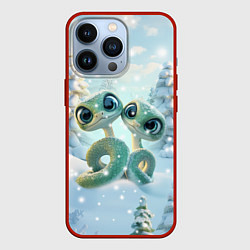 Чехол для iPhone 13 Pro Милые змеи, цвет: 3D-красный