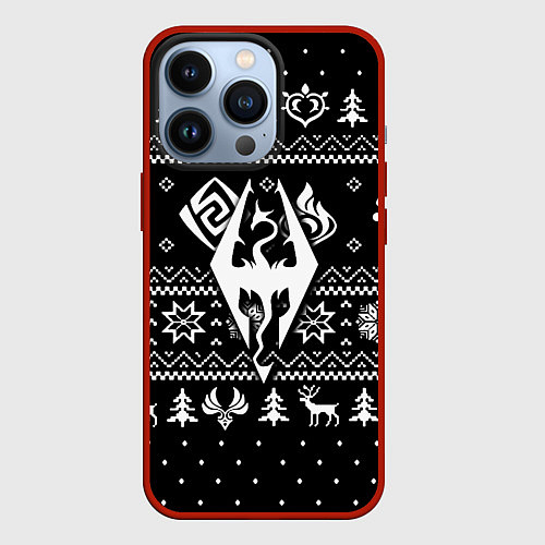 Чехол iPhone 13 Pro The Elder Scrolls game pattern / 3D-Красный – фото 1