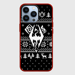 Чехол для iPhone 13 Pro The Elder Scrolls game pattern, цвет: 3D-красный