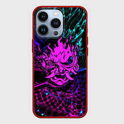 Чехол для iPhone 13 Pro Cyberpunk 2077 dragon neon, цвет: 3D-красный