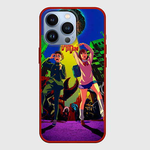 Чехол iPhone 13 Pro Dandadan: Момо и Кэн / 3D-Красный – фото 1