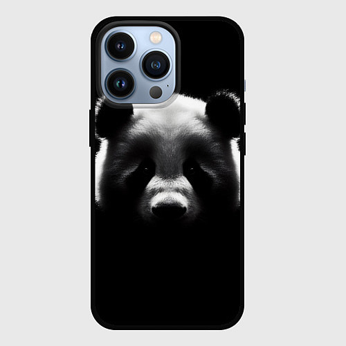 Чехол iPhone 13 Pro Панда на черном фоне / 3D-Черный – фото 1