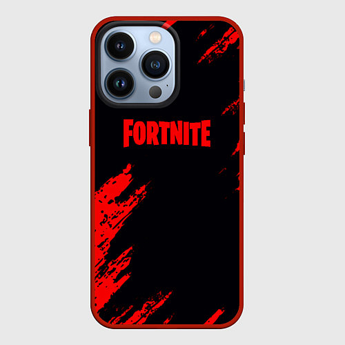 Чехол iPhone 13 Pro Fortnite красные краски лого / 3D-Красный – фото 1