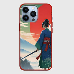 Чехол для iPhone 13 Pro Самурай на ярком красивом фоне, цвет: 3D-красный