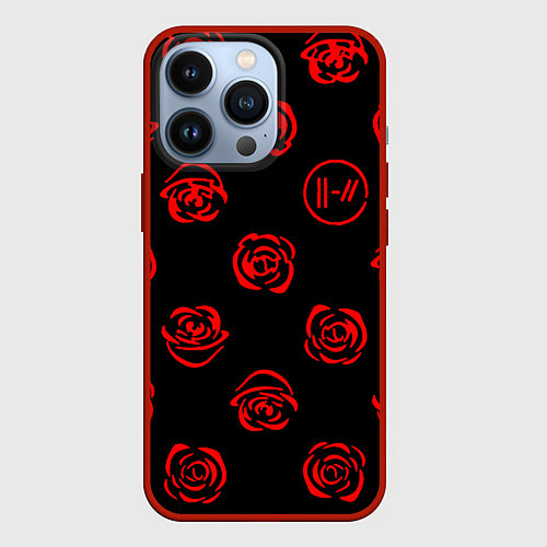 Чехол iPhone 13 Pro Twenty one pilots rose pattern / 3D-Красный – фото 1