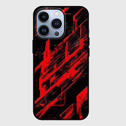 Чехол для iPhone 13 Pro Red stripes on a black background, цвет: 3D-черный